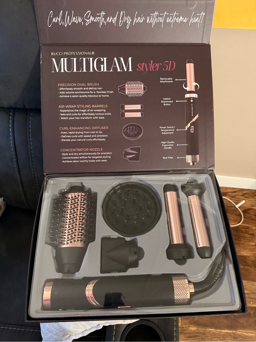 Multiglam Styler 5D Hair Dryer Brush - Black & Rose Gold